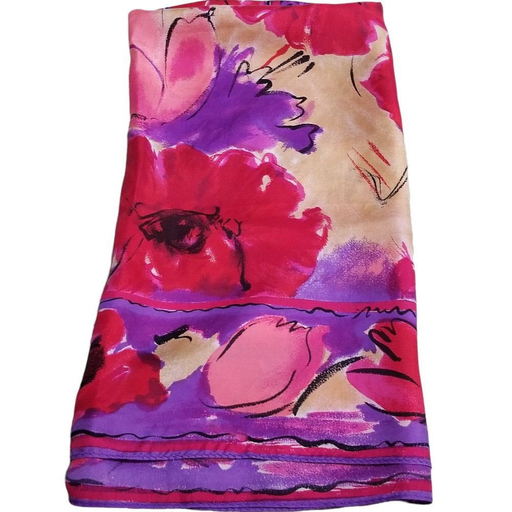 Vera Neumann Red, Purple, & Gold Silk Art Scarf Modernism Art Graphic Design - Picture 4 of 7